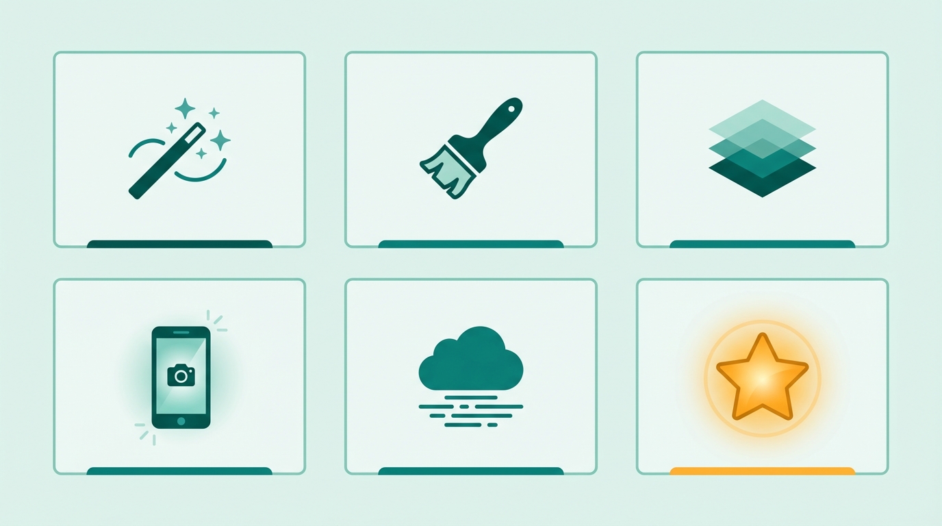 Comparison of six photo editing tools laid out for removing unwanted objects from photos
