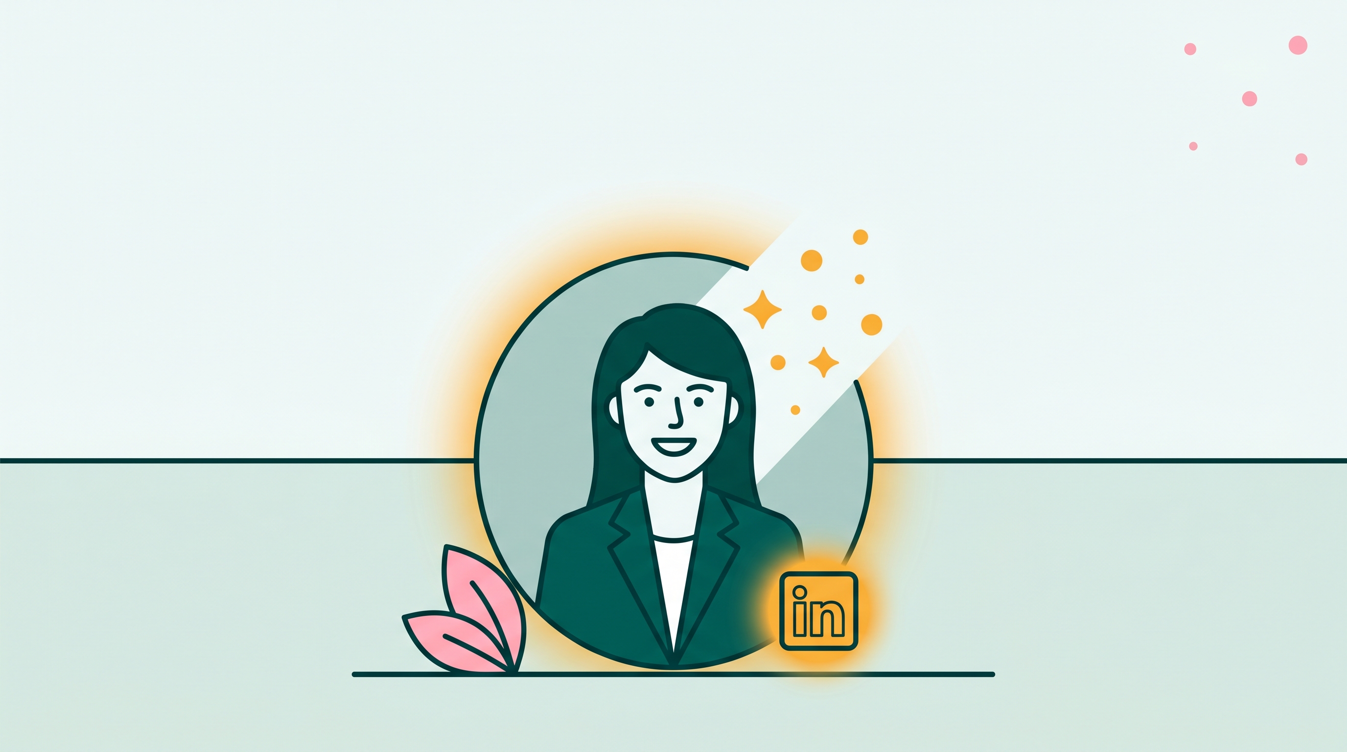 Circular LinkedIn-style profile photo of a professional being cleaned up by AI