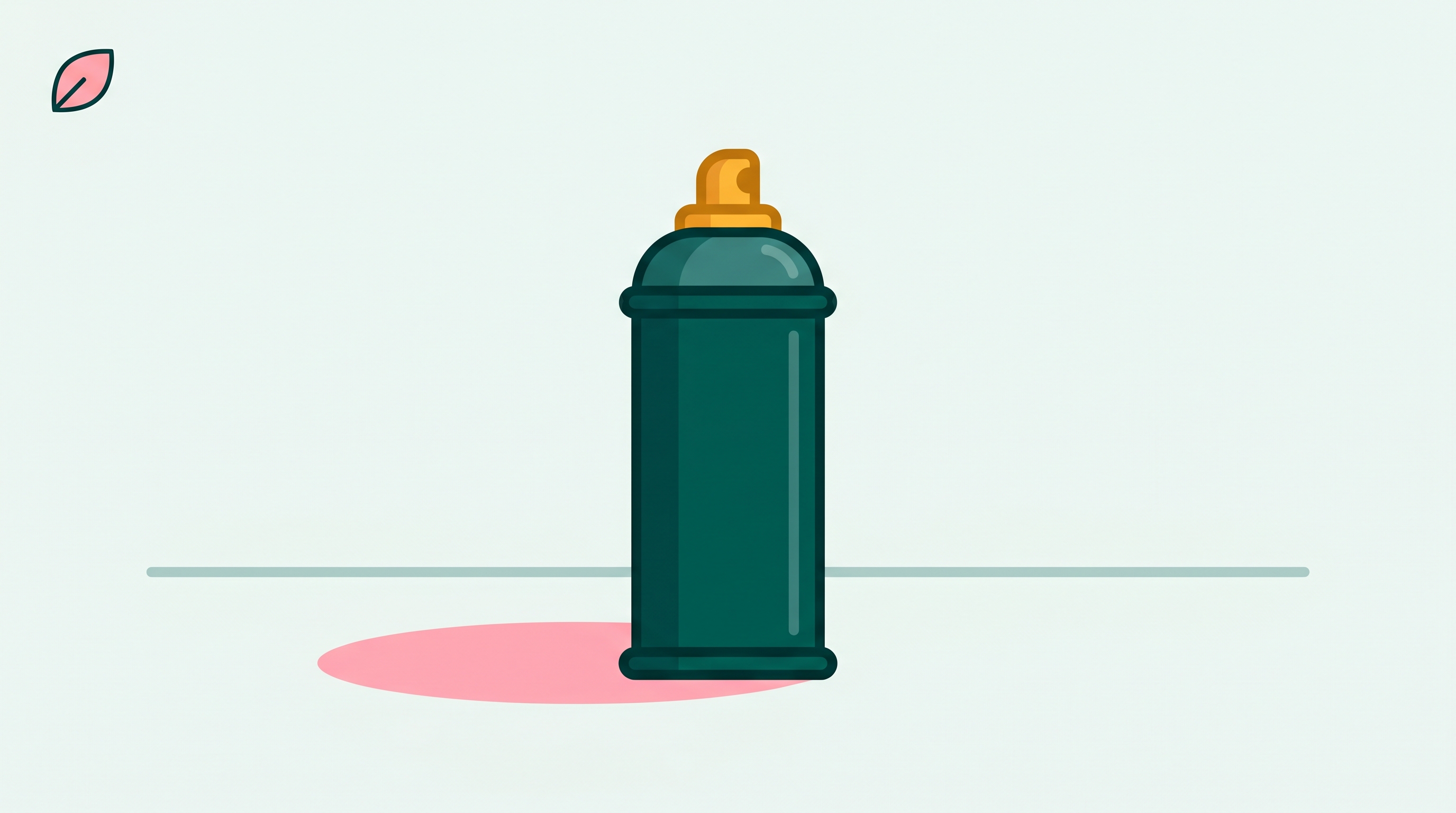 A single deep teal spray paint can with a warm amber cap centered on a pale teal background.