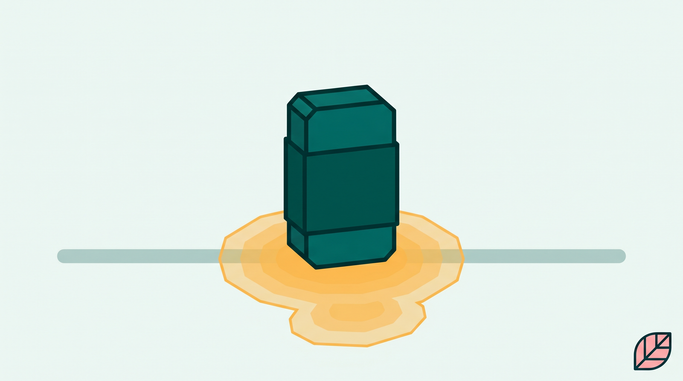 A single deep teal eraser standing upright at the center of a pale teal background.