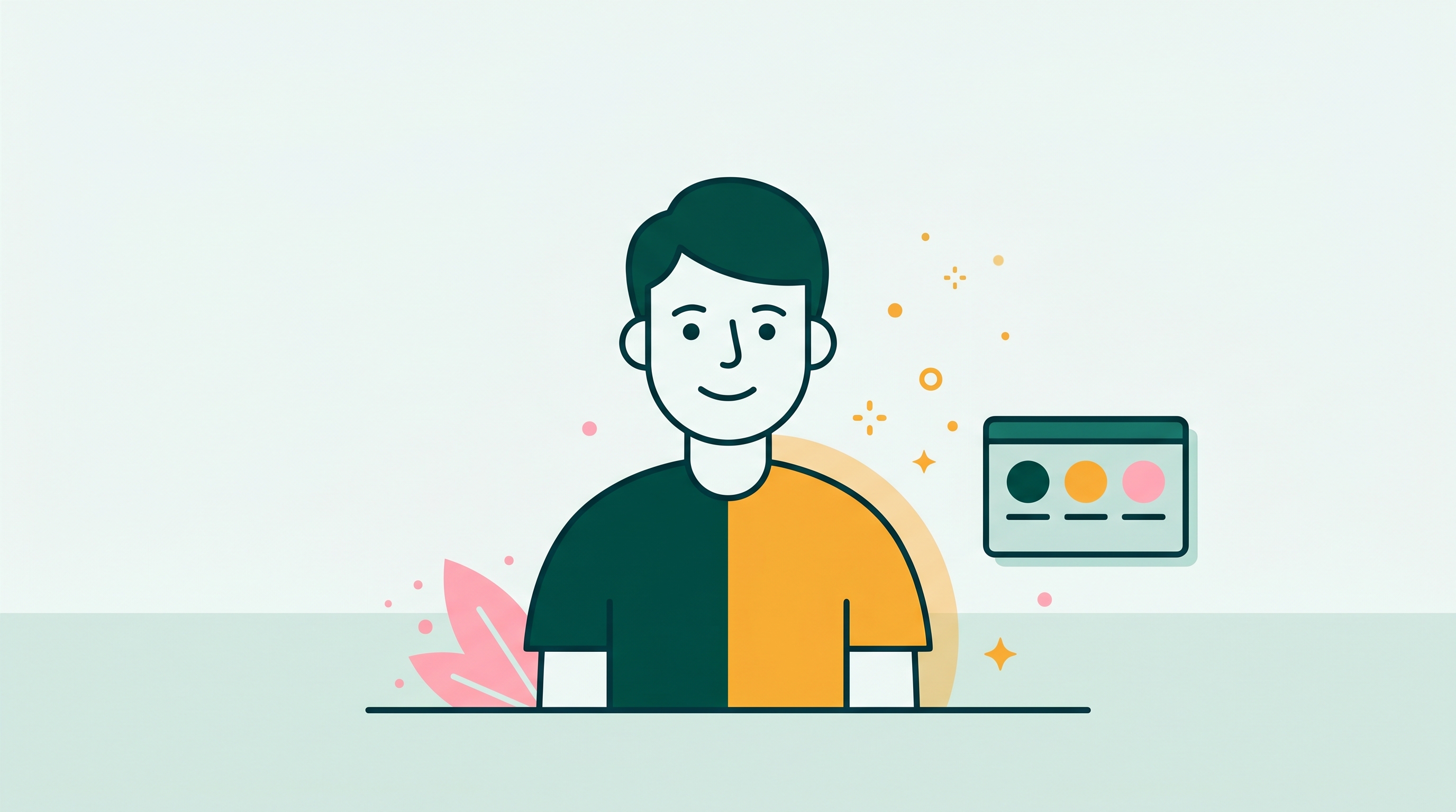 Person with a t-shirt split between two colors and a floating color picker, illustrating shirt color change
