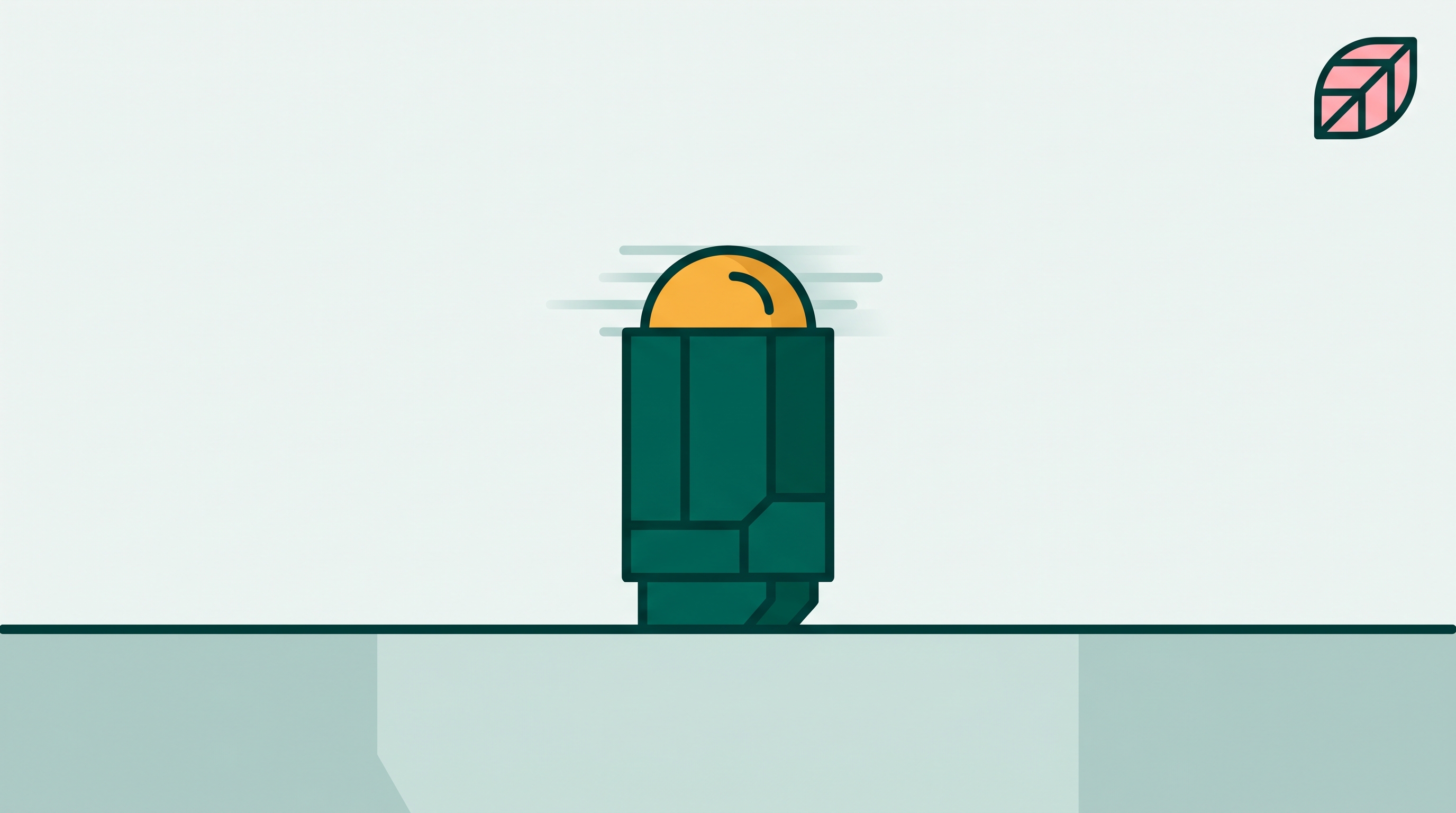 A single deep teal eraser centered on a pale teal background with a faint amber mark at its tip.